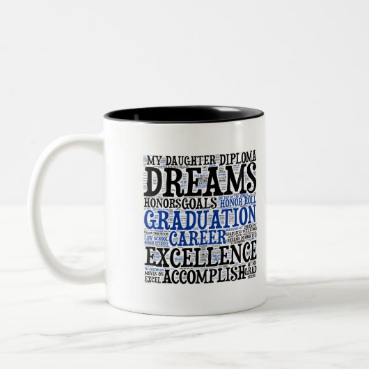 Afstuderen Word Cloud Coffee-Mok Tweekleurige Koffiemok (Links)