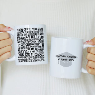 Afstuderen Word Cloud met Mortorboard Koffiemok