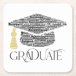 Afstuderen Word Graduation Cap Party Kartonnen Onderzetters