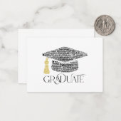 Afstuderen Word Graduation Cap Party Note Kaart Notitiekaartje (Voorkant / Achterkant in situ)