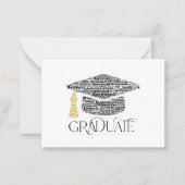 Afstuderen Word Graduation Cap Party Note Kaart Notitiekaartje (Voorkant)