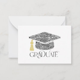 Afstuderen Word Graduation Cap Party Note Kaart Notitiekaartje