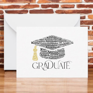 Afstuderen Word Graduation Cap Party Notitiekaartje