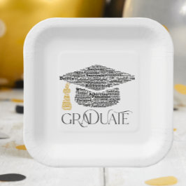 Afstuderen Word Graduation Cap Party Papieren Bordje