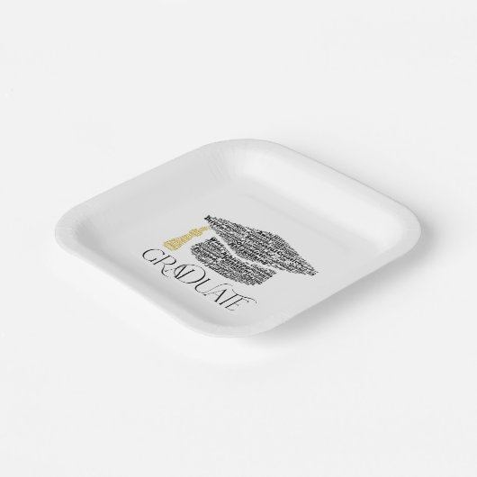 Afstuderen Word Graduation Cap Party Papieren Bordje (Gebogen)