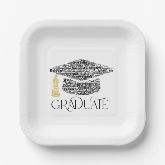 Afstuderen Word Graduation Cap Party Papieren Bordje (Voorkant)