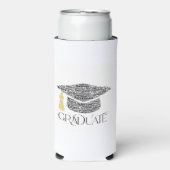 Afstuderen Word Graduation Cap Party Seltzer Blikjeskoeler (Seltzer Voorkant)