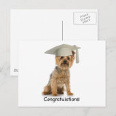 Afstuderen Yorkie Gefeliciteerd Aankondigingskaart (Voorkant / Achterkant)