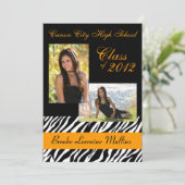 Afstuderen zebra dierlijk gedrukt kaart (Staand voorkant)