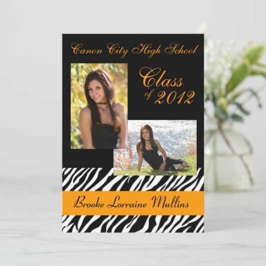 Afstuderen zebra dierlijk gedrukt kaart (Staand voorkant)