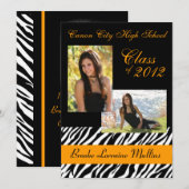 Afstuderen zebra dierlijk gedrukt kaart (Voorkant / Achterkant)