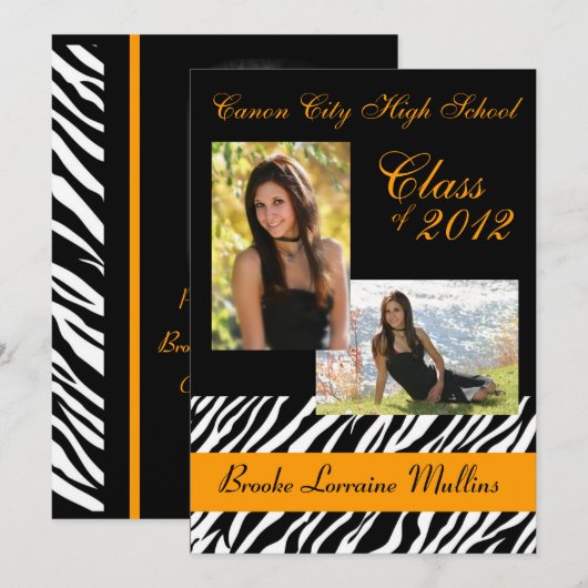 Afstuderen zebra dierlijk gedrukt kaart (Voorkant / Achterkant)