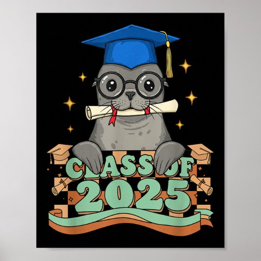 Afstuderen Zee Lion CL van 2025 Kinder Mannen Vrou Poster (Voorkant)