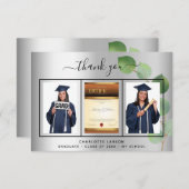 Afstuderen zilver afstuderen eucalyptus bedankkaart (Voorkant / Achterkant)