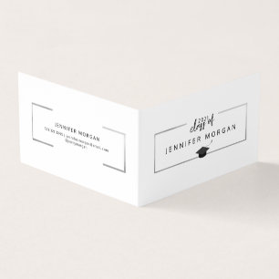 Afstuderen Zilver Elegant Gevouwen Naam Kaart Visitekaartje