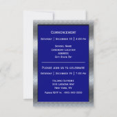 Afstuderen Zilver Metaal Lijst Blauw Afstuderen Aankondiging (Achterkant)