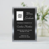 Afstuderen Zilver Metaal Lijst Zwart Afstuderen Aankondiging (Staand voorkant)