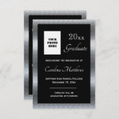 Afstuderen Zilver Metaal Lijst Zwart Afstuderen Aankondiging (Voorkant / Achterkant)