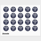 Afstuderen Zilver Mortarboard DANK U Navy Blue Ronde Sticker (Vel)