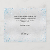 Afstuderen zilverblauwe foto bedankkaart (Achterkant)