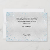 Afstuderen zilverblauwe foto bedankkaart (Achterkant)