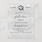 Afstuderen zilveren glitter modern uitnodiging briefkaart (Voorkant)
