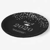 Afstuderen Zilveren GlitterKLASSE VAN 2020 Confett Papieren Bordje (Gekanteld)