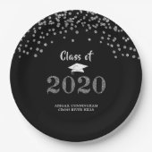 Afstuderen Zilveren GlitterKLASSE VAN 2020 Confett Papieren Bordje (Voorkant)