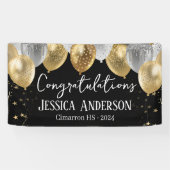 Afstuderen zilveren gouden ballonnen banner (Horizontaal)