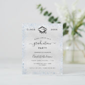 Afstuderen zilveren lichtblauwe uitnodiging (Staand voorkant)