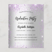 Afstuderen zilveren violet paarse uitnodiging (Voorkant)