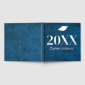 Afstuderen zilverfolie op blauw leer gastenboek (Volledig)