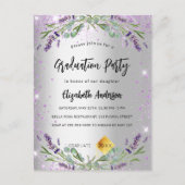 Afstuderen zilverlavendel uitnodiging briefkaart (Voorkant)