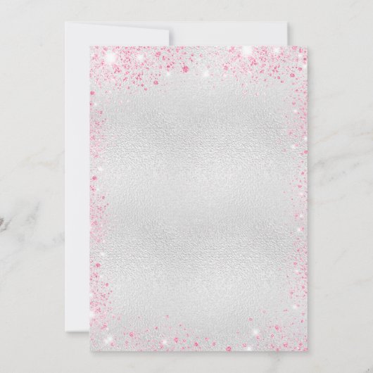 Afstuderen zilverroze glitter modern kaart (Achterkant)