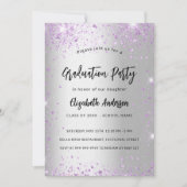 Afstuderen zilverviolet paars glans luxe kaart (Voorkant)