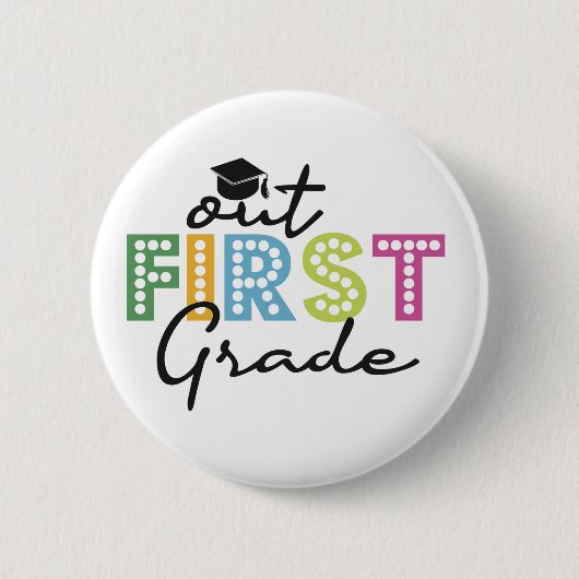 Afstuderen zomervakantie uit eerste klas ronde button 5,7 cm (Voorkant)