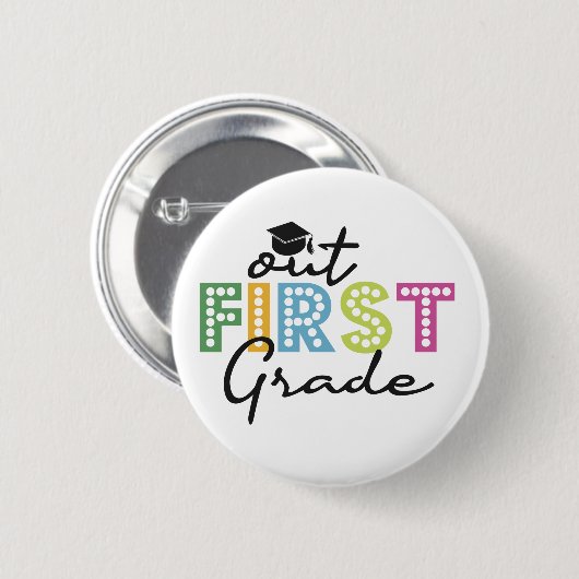 Afstuderen zomervakantie uit eerste klas ronde button 5,7 cm (Voorkant /achterkant)