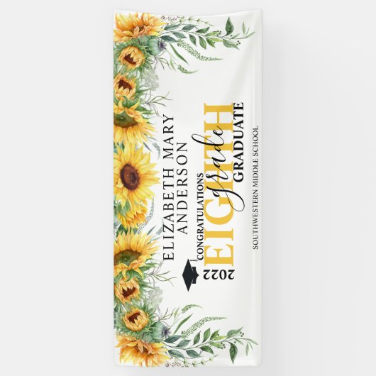 Afstuderen Zonnebloem Midden School Spandoek (Verticaal)