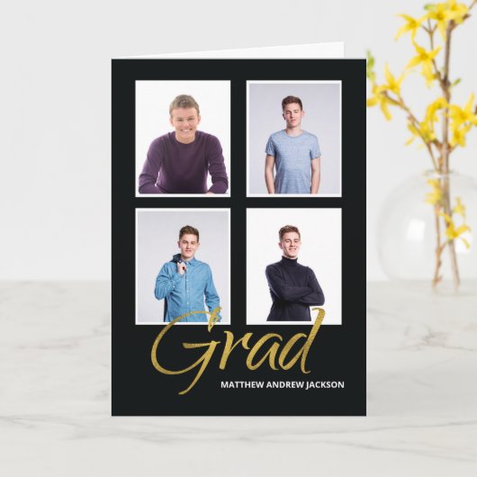 Afstuderen zoon Vier  foto-berichten Kaart (Gele Bloem)