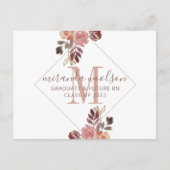 Afstuderen Zuurmonogram Floral Aankondiging Pos (Voorkant)