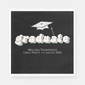 Afstuderen Zwart Afgestudeerde Retro Typografie Ee Servet (Voorkant)
