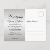 Afstuderen zwart Afstudeerder Pet en script op zil Uitnodiging Briefkaart (Achterkant)