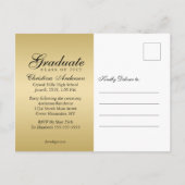 Afstuderen zwart Afstudeerder Pet en script op zil Uitnodiging Briefkaart (Achterkant)