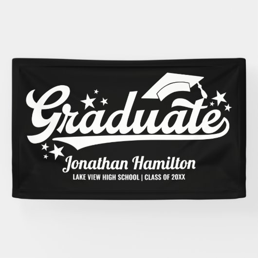 Afstuderen Zwart Afstudeerfeest Banner (Horizontaal)