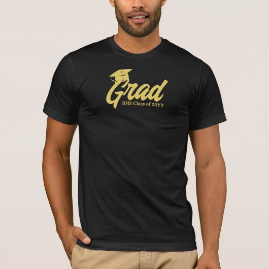 Afstuderen Zwart en Goud Afstudeerder Dag Geperson T-shirt (Voorkant)