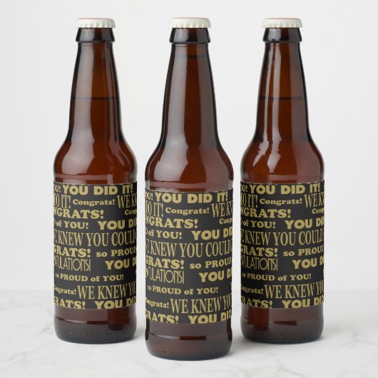 Afstuderen zwart en goud bier etiket (Flessen)