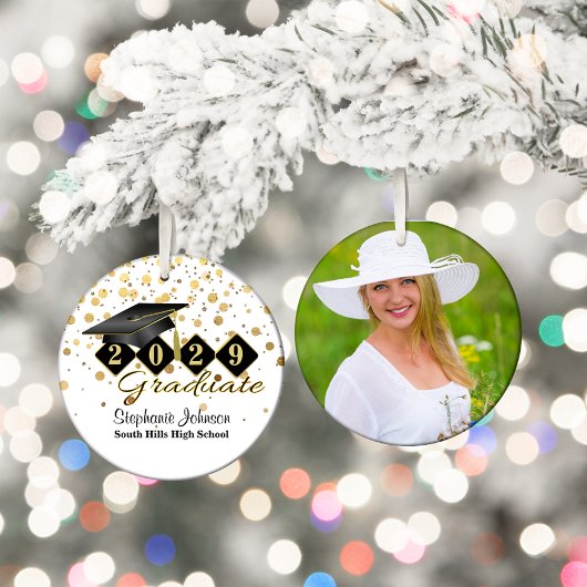 Afstuderen zwart en goud foto keramisch ornament