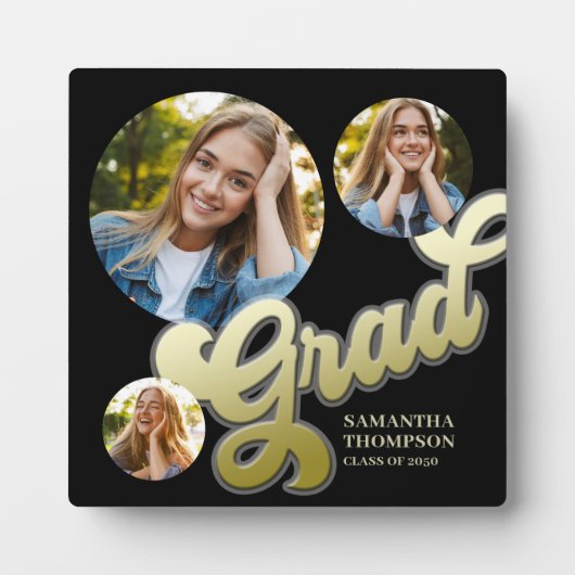 Afstuderen Zwart en Goud Fotofeestdecor Fotoplaat (Voorkant)