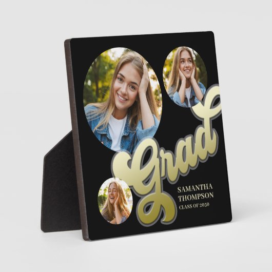 Afstuderen Zwart en Goud Fotofeestdecor Fotoplaat (Voorkant)