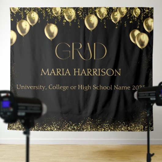 Afstuderen zwart en goud fotowand wandkleed